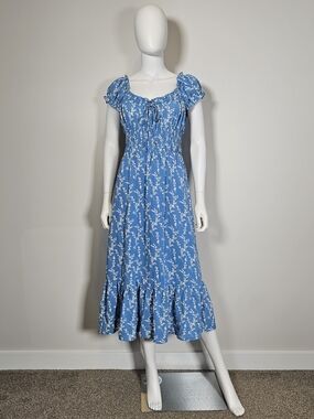 Heartloom Light Blue Disty Floral Lightweight Dress Sz M